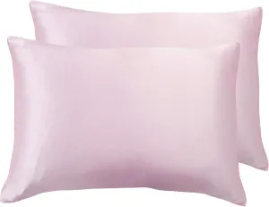 100% Mulberry Silk Pillowcases, Pink, 2 Pack - 16 Momme, Hypoallergenic