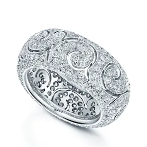 18ct White Gold Diamond Full Pave Set Swirl Dress Ring