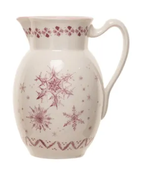 2 Quart Stoneware Pitcher w/ Snowflakes