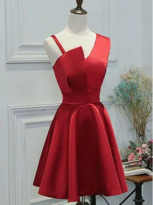 A Line Short Red Prom Dresses Short Red Graduation Homecoming Dresses