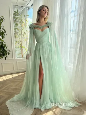 A-line Sweetheart Long Sleeve Prom Dress Gorgeous Evening Dresses SEA030