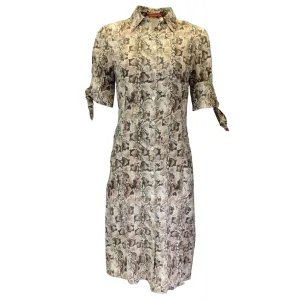 Altuzarra Taupe Multi Snakeskin Print Button-down Silk Shirtdress