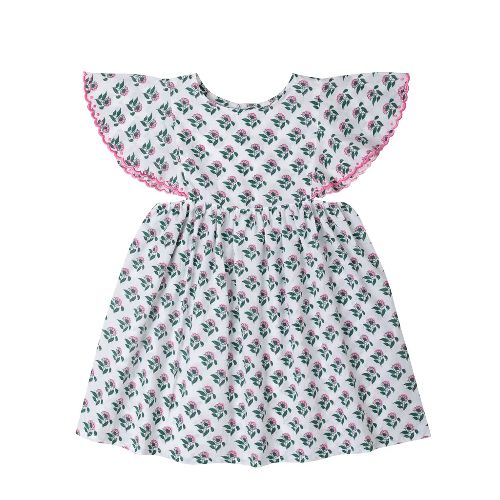 AMAYA DRESS-Little Flower White Fuchsia