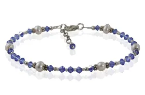 Athena - Something Blue Freshwater Pearl Wedding Anklet