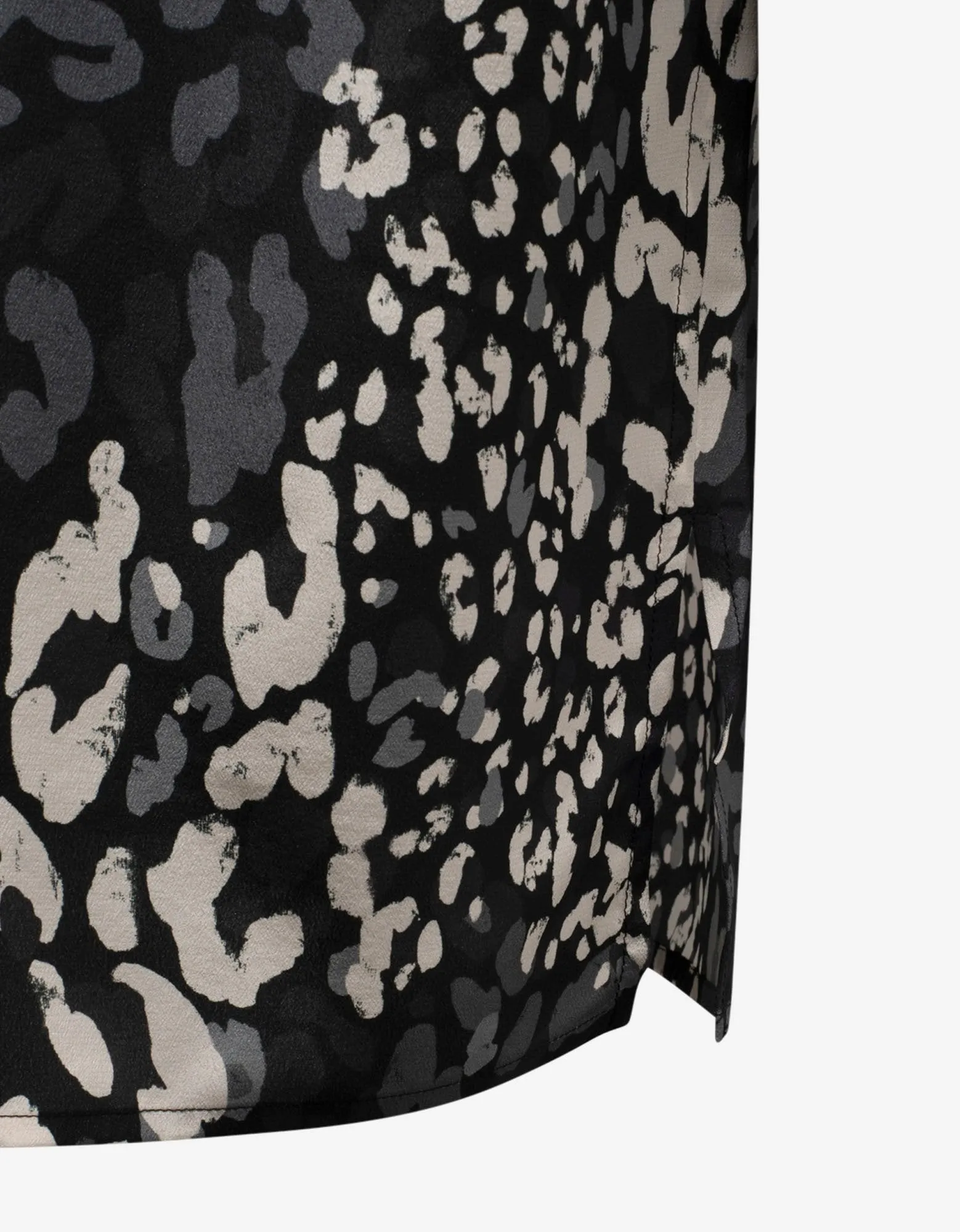 Black Leopard Print Silk Shirt -