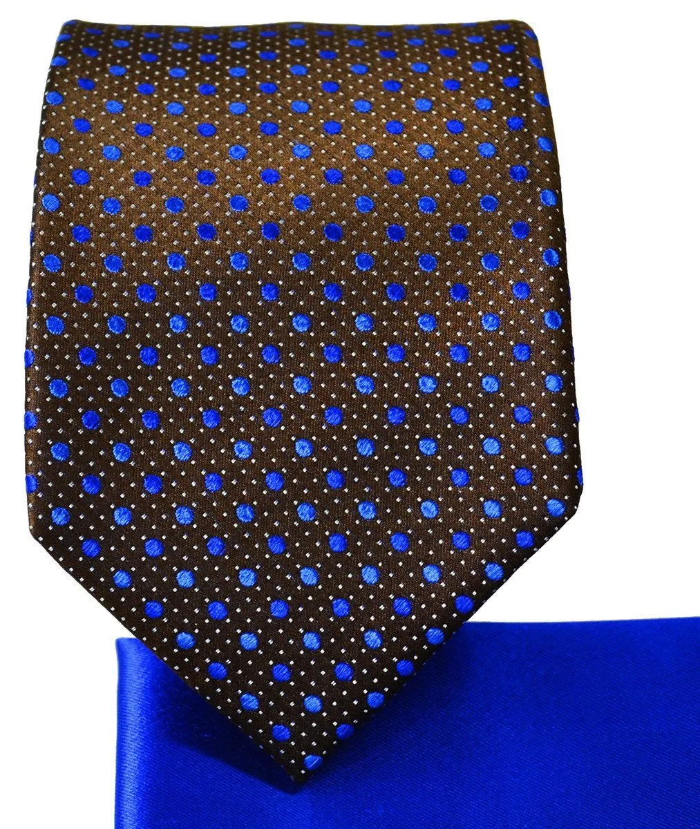 Brown and Blue 7-fold Silk Tie Set