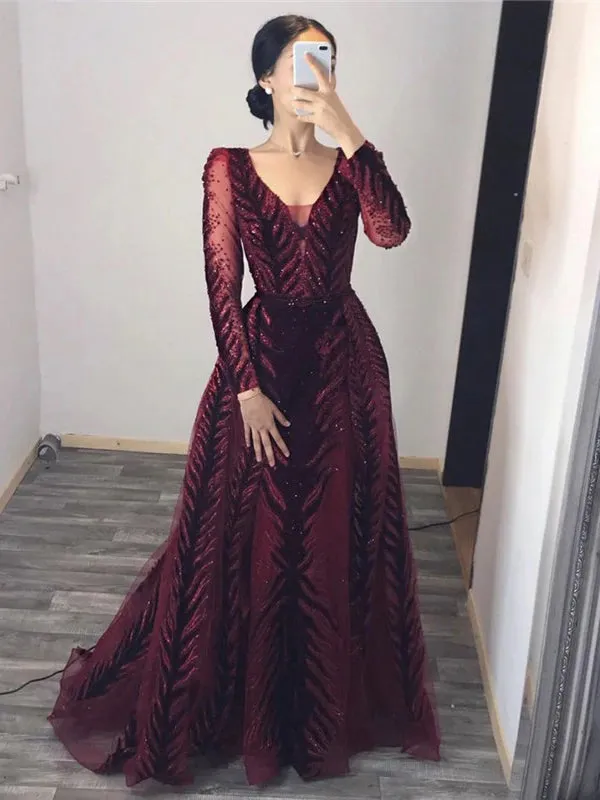 Burgundy Velvet Plus Size Long Prom Dress Luxury Evening Formal Gown SC043