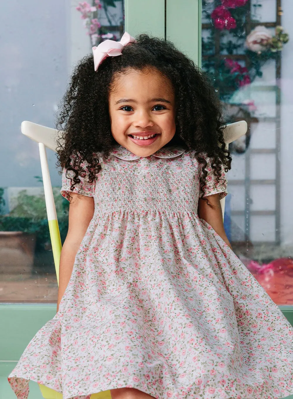 Catherine Smocked Dress in Pink Rose