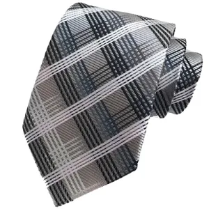 Classy Men Elegant Champagne Checkered Silk Tie