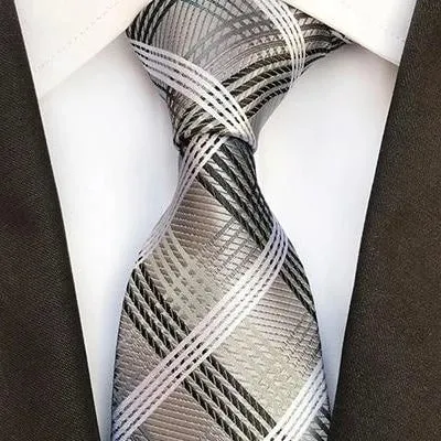 Classy Men Elegant Champagne Checkered Silk Tie