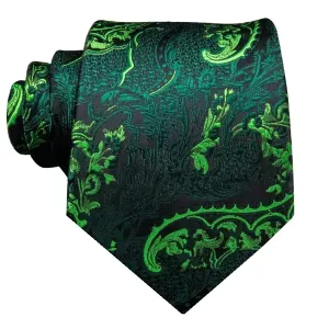 Classy Men Green Luxury Floral Silk Tie