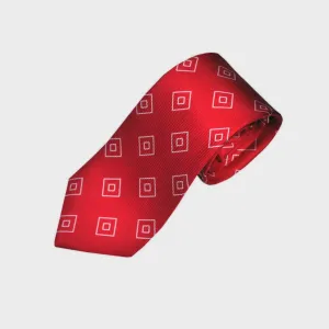 Diamond Geo Repeat Reppe Silk Tie in Red