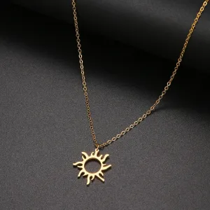 DOTIFI 316L Stainless Steel Necklace Plated Ethnic Sun Totem Pendent Necklaces For Charm Women Birthday Party Fashion Jewelry