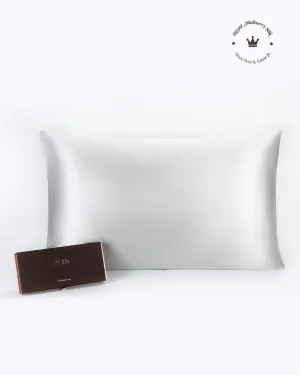 FEELITS 100% Royal Mulberry Silk.  Natural Beauty Sleep Pillowcase- 22-momme Silver Grey