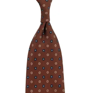 Floral Printed Silk Tie - Oak - Hand-Rolled