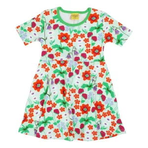 Flowers - Bay Green Short Sleeve Skater Dress - 1 Left Size 11-12 years