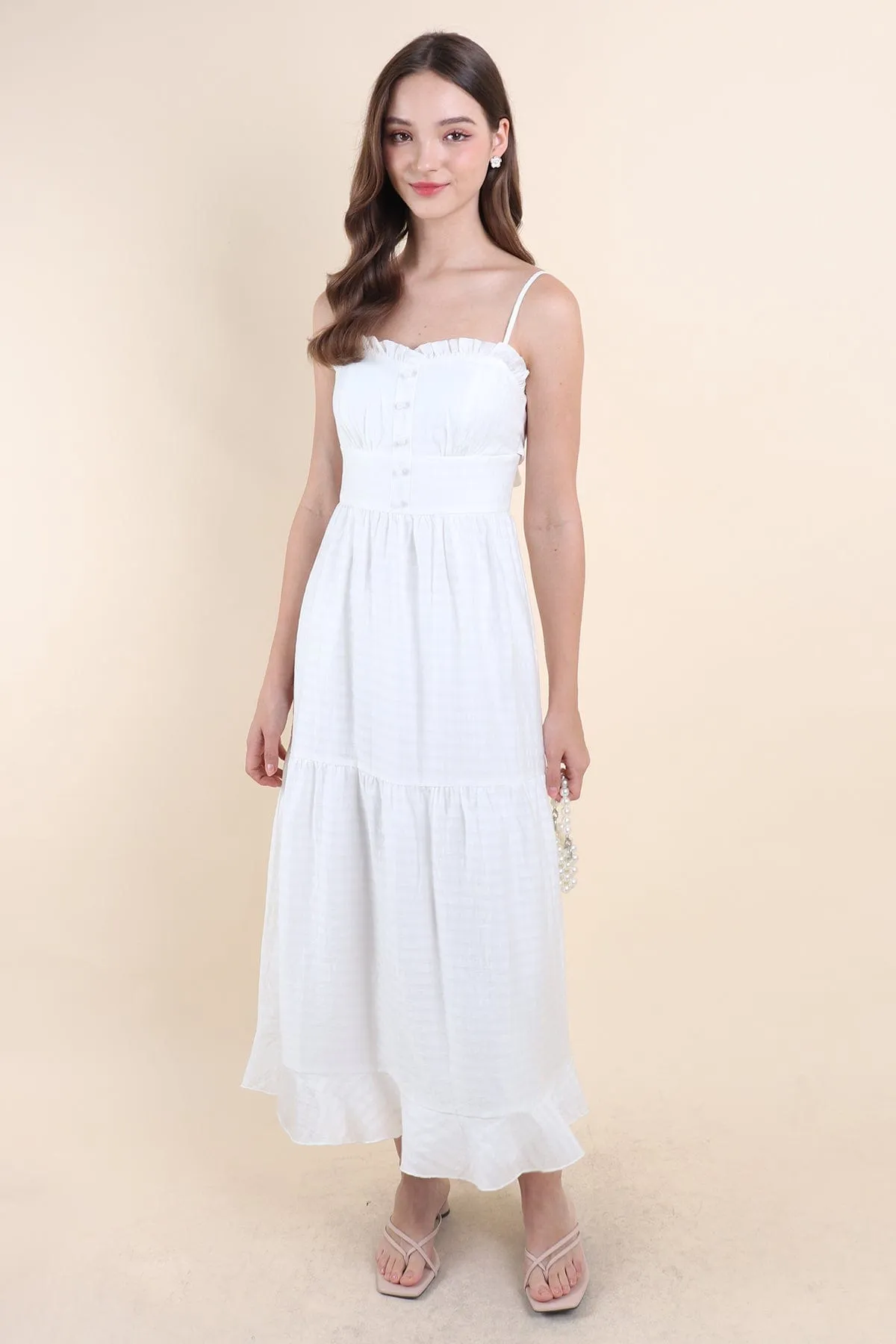 GEN RUFFLES MAXI DRESS IN WHITE