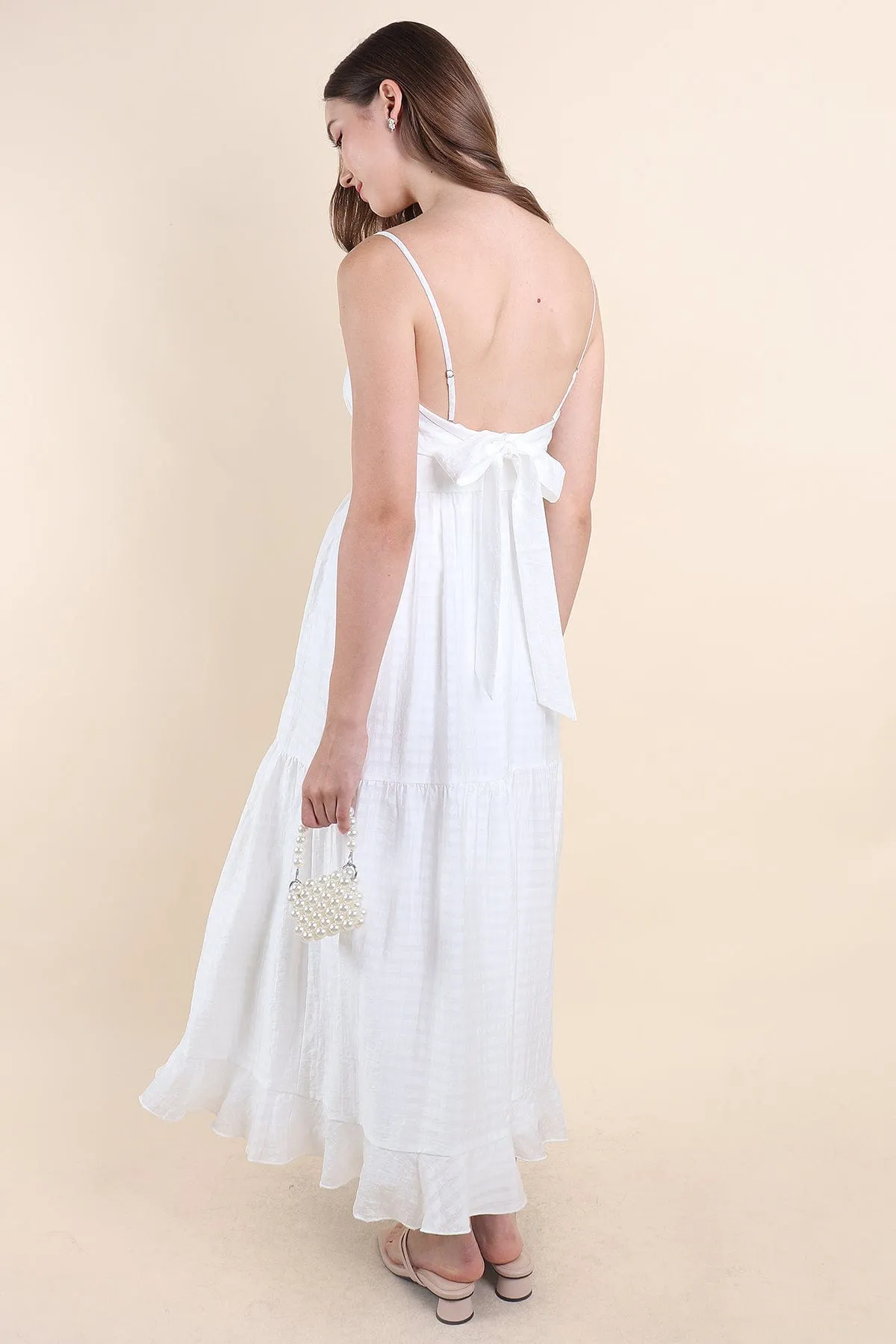 GEN RUFFLES MAXI DRESS IN WHITE