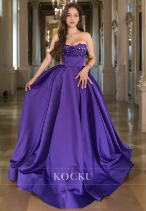 Glamorous & Dramatic Off-Shoulder A-Line Beaded Evening Party Prom Dress