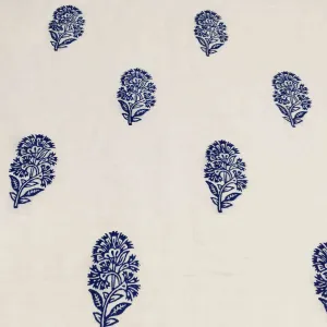 Kashmir Flower Hand Block Printed Linen Fabric