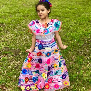 Mexican Chiapaneca Dress for Girls White