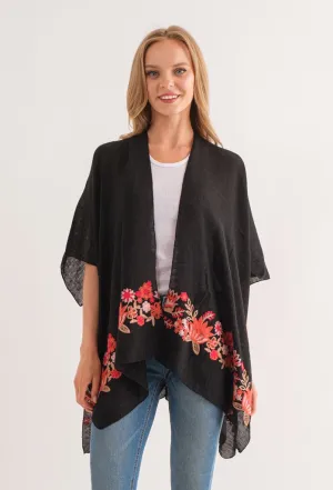 RAJ ARABELLA BLACK BORDER EMBROIDERED KIMONO