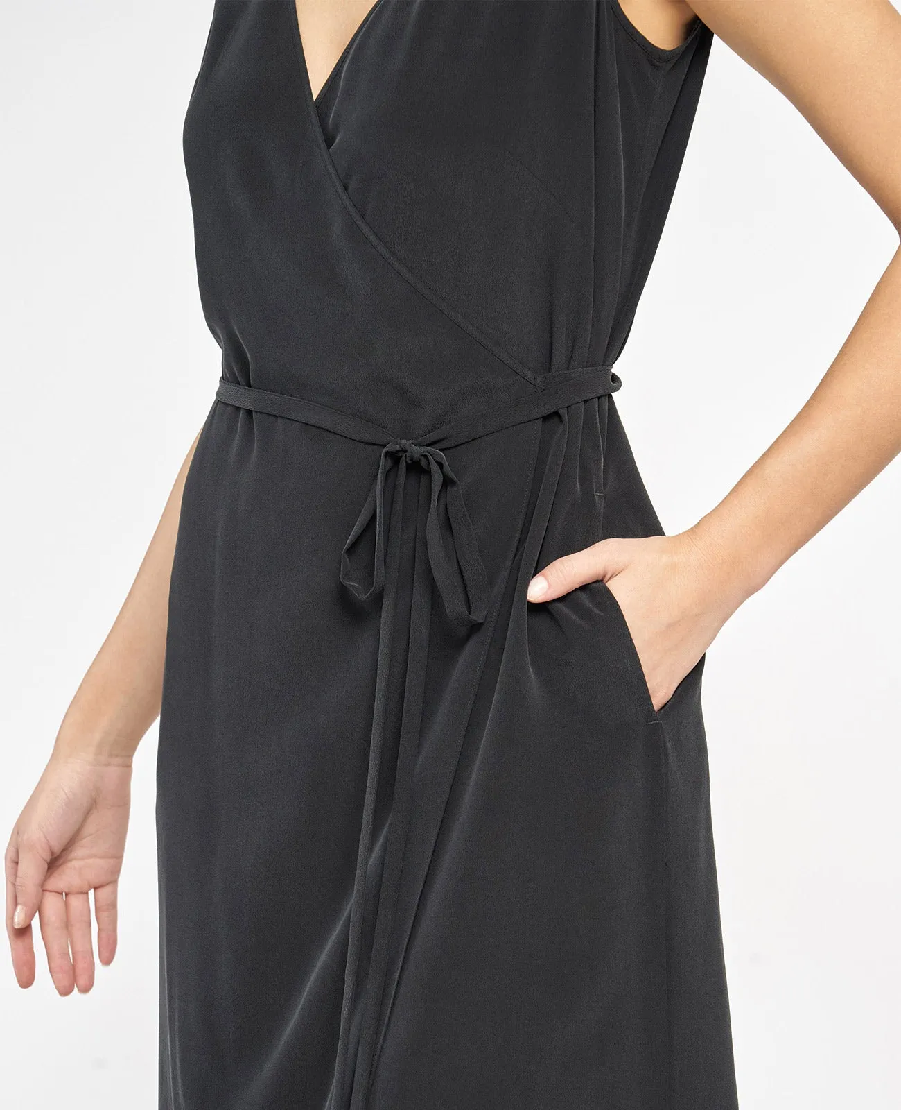 Silk Wrap Tank Dress