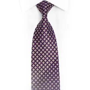 Silver Brown Geometric On Purple Rhinestone Tie With Sparkles