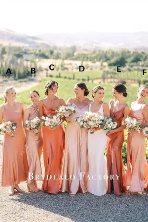 Sleeveless Floor Length Mismatched Bridesmaid Dresses