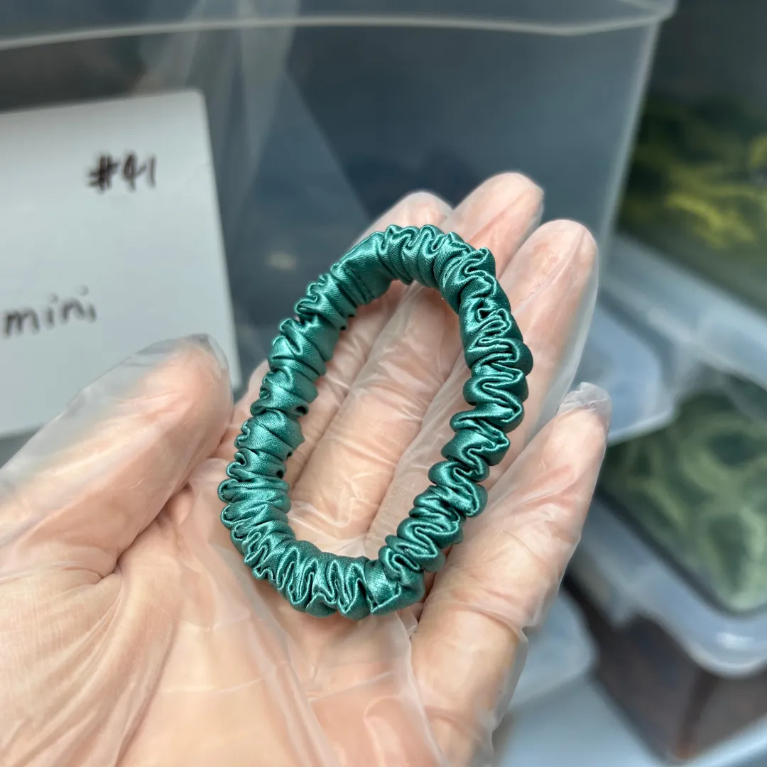 Stone Green silk scrunchies mini