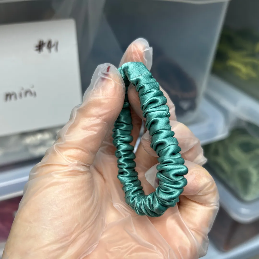 Stone Green silk scrunchies mini