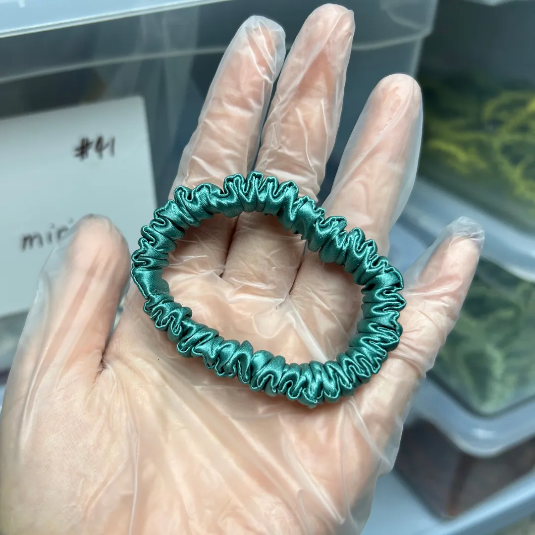 Stone Green silk scrunchies mini