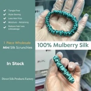 Stone Green silk scrunchies mini