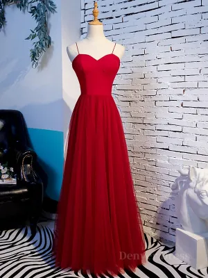 Sweetheart Neck Red Long Prom Dresses Red Long Formal Evening Dresses