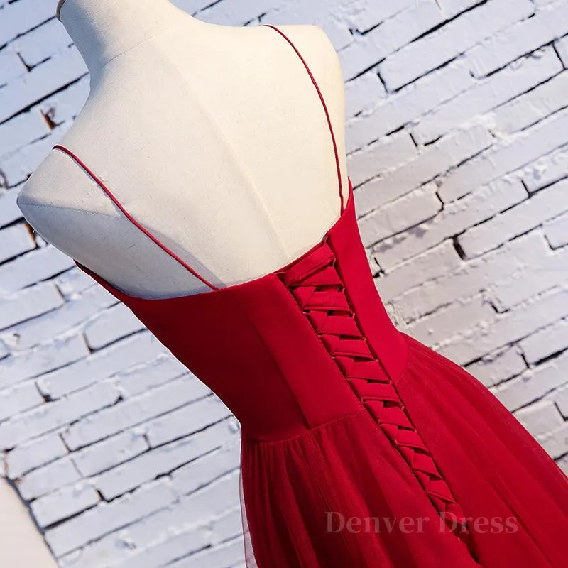 Sweetheart Neck Red Long Prom Dresses Red Long Formal Evening Dresses