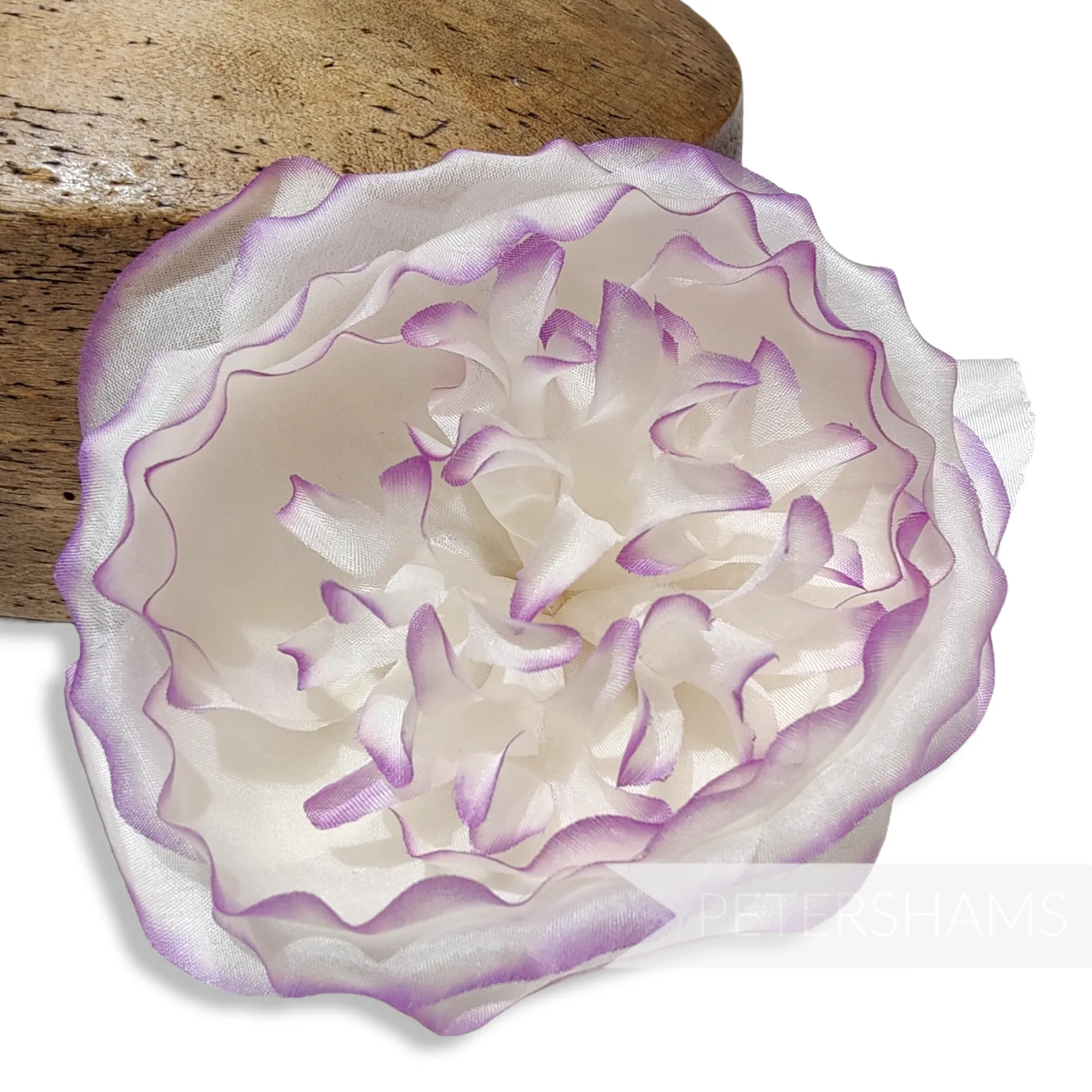 'Tinsley' Silk Two-Tone Cabbage Rose Wired Flower Mount