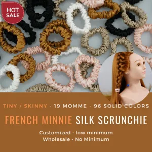 Tiny Silk Scrunchie Custom Wholesale - French Minnie skinny - For Adult / Baby / toddlers